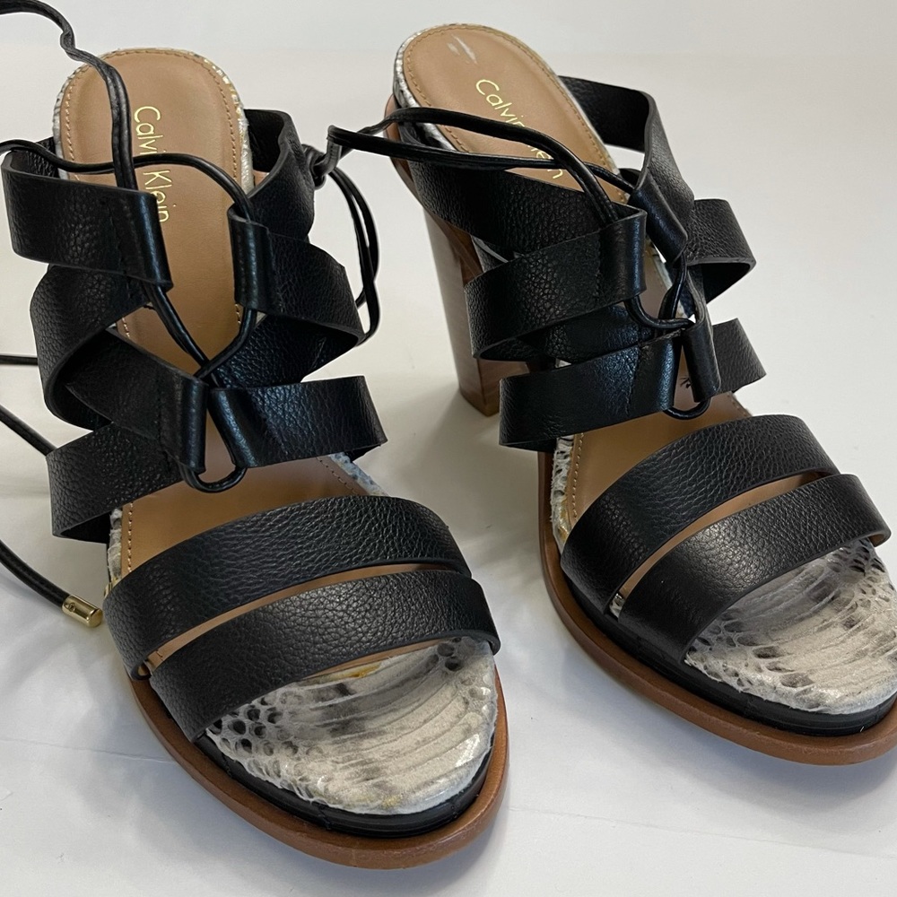 Calvin Klein Black Platform Heel Gladiator Sz. 8